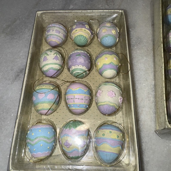 4 Boxes 48 total  Kurt Adler Easter Egg Mini Tree‎ Ornaments Vintage - Picture 5 of 5